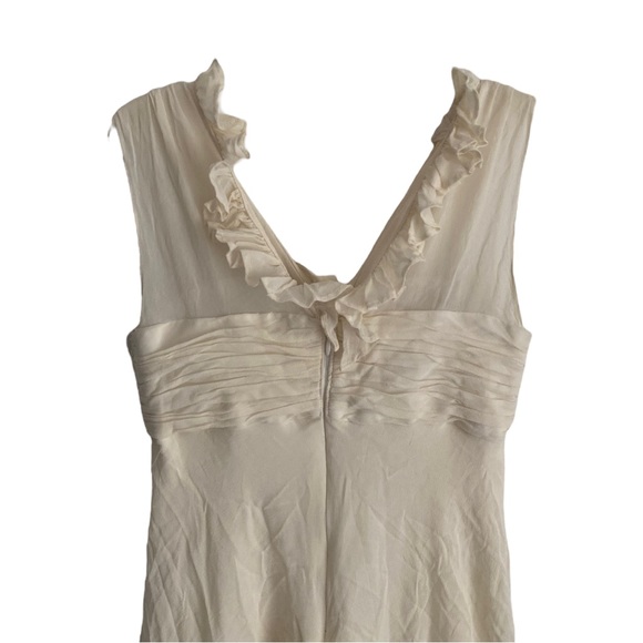 Donna Ricco White Silk Ruffled Dress Size US 4 - Picture 7 of 11